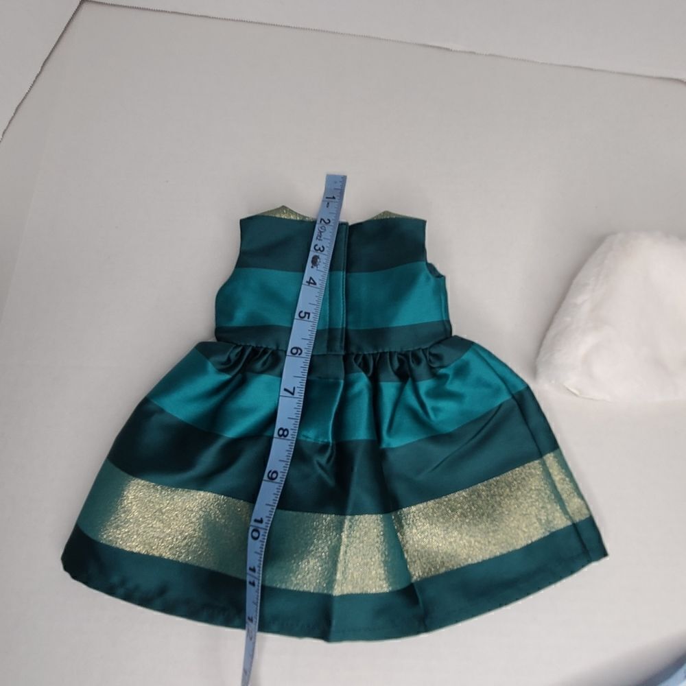 18" Standard Doll Dress Cape Green Metalic Stripe - Picture 12 of 12